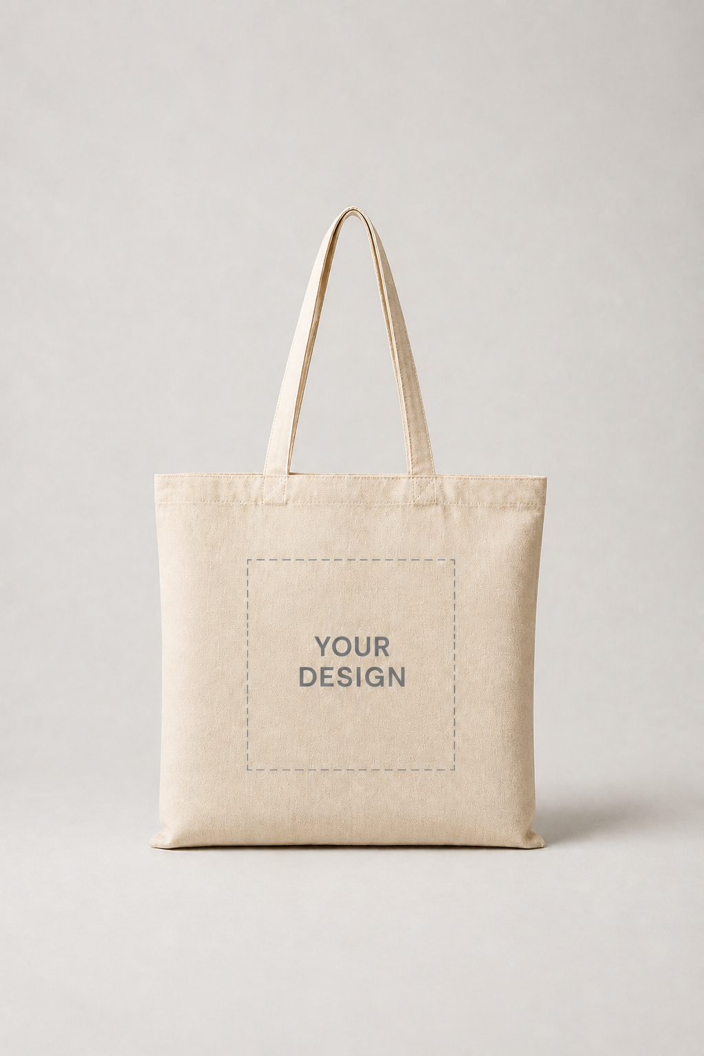 Natural 14 × 15 inch custom canvas tote bag with front print area