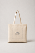 Natural 14 × 15 inch custom canvas tote bag with front print area