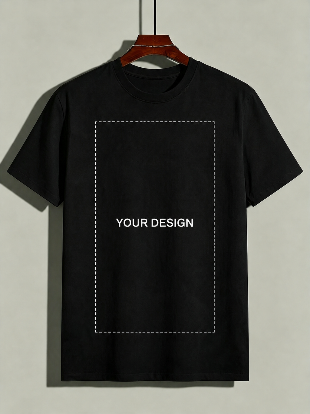 Custom black and white unisex T-shirt with front design upload area