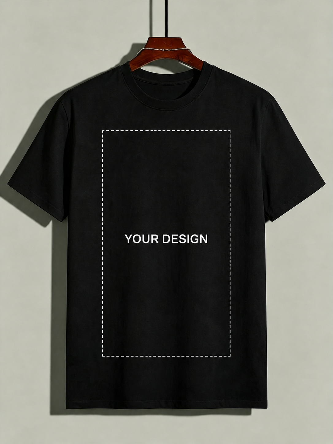 Custom black and white unisex T-shirt with front design upload area
